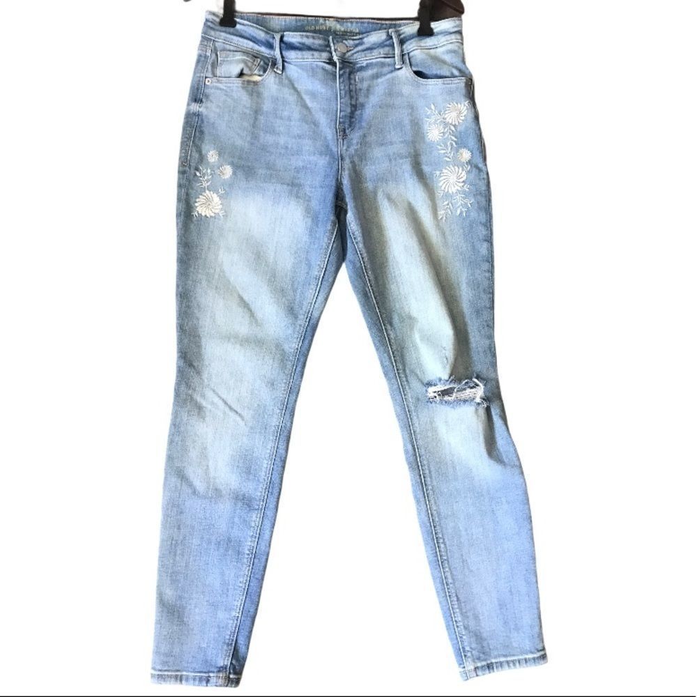 Old Navy Embroidered Rockstar Mid-Rise Jeans